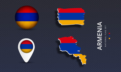 Armenia National country flag set vector