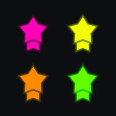 Badge four color glowing neon vector icon