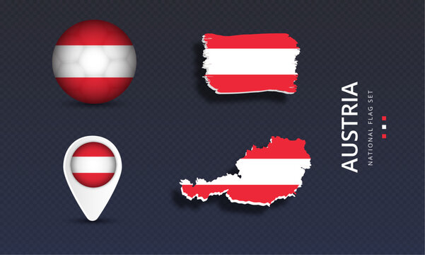 Austria National country flag set vector