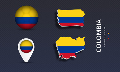 Colombia National country flag set vector