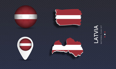 Latvia National country flag set vector