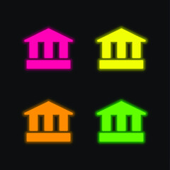 Ancient School four color glowing neon vector icon