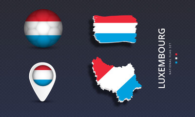 Luxembourg National country flag set vector