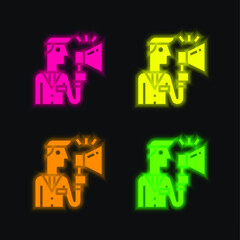Advertising four color glowing neon vector icon