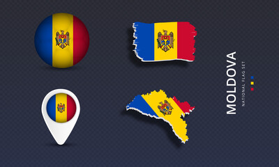 Moldova National country flag set vector