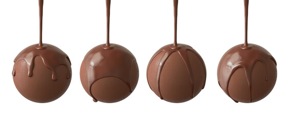 Homemade cocoa ball with melted chocolate isolated on white background, 3d illustration.