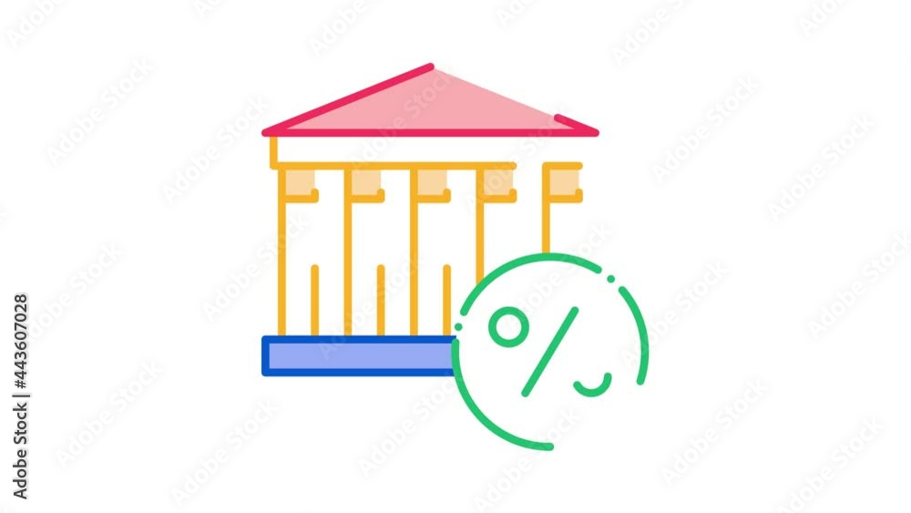 Poster building percent icon animation. color building percent animated icon on white background