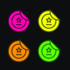 Badge four color glowing neon vector icon