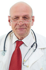 smiling Doctor. Isolated on white background.