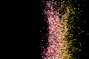Rainbow Gold Glitter Texture Isolated On White. Amber Particles Color. Celebration Background. Golden Explosion Of Confetti.