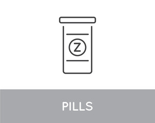 Sleeping pills islated on white background. Medical product, Pharmaceuticals bottle icon in flat style vector illustration.