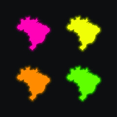 Black four color glowing neon vector icon