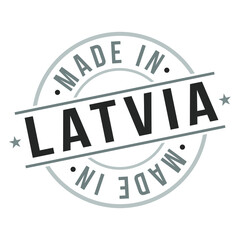 Made In Latvia. Europe Business Stamp. National Production Logo. Round Design Icon. Symbol Object Seal.