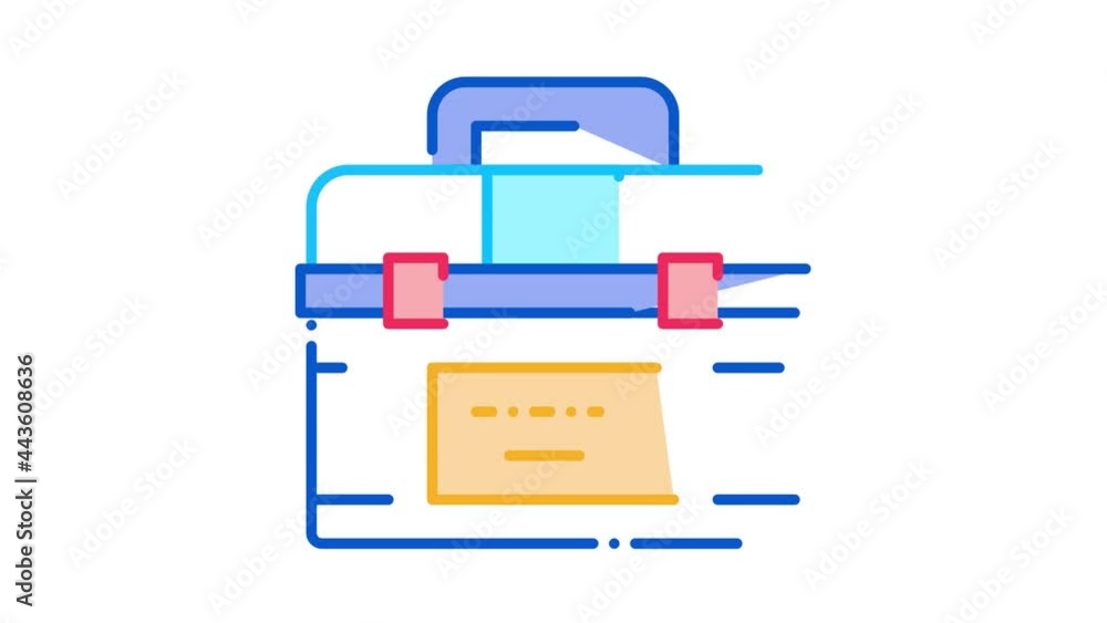 Poster toolbox case icon animation. color toolbox case animated icon on white background