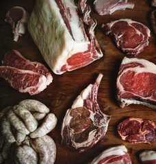 Cuts of beef food photography recipe idea