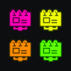 Billboard four color glowing neon vector icon