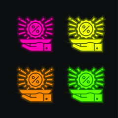 Best Seller four color glowing neon vector icon