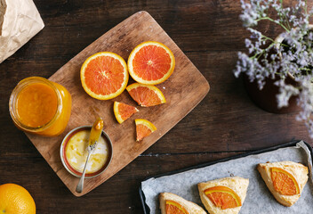 Obraz na płótnie Canvas Homemade orange scones food photography recipe idea