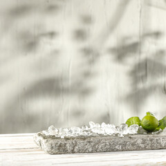 Summer background of free space and cold ice cubes 