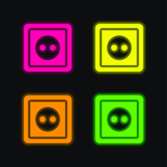 Big Socket four color glowing neon vector icon