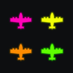 Obraz premium Bomber four color glowing neon vector icon
