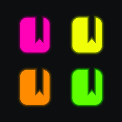 Bookmark four color glowing neon vector icon
