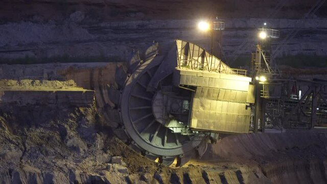 bucket wheel excavator in open-cast lignite surface mine