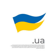 Ukraine flag. Colored stripes ukrainian flag on a white background. Vector design of national poster with ua domain, place for text. Brush strokes. State patriotic banner ukraine, cover