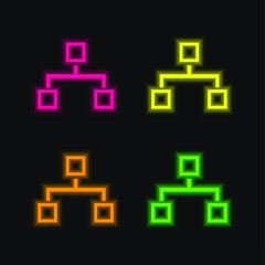 Blocks Scheme Graphic four color glowing neon vector icon