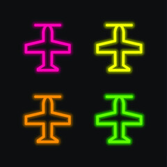 Airscrew four color glowing neon vector icon