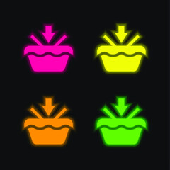 Add To Basket four color glowing neon vector icon