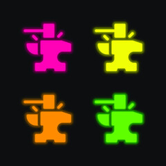 Anvil four color glowing neon vector icon