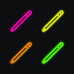 Apple Pencil four color glowing neon vector icon