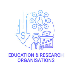 Education and research organizations concept icon. Providing opportunities abstract idea thin line illustration. Raising donations for educational projects. Vector isolated outline color drawing