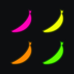 Banana four color glowing neon vector icon