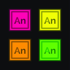 Animate four color glowing neon vector icon