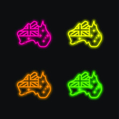 Australia four color glowing neon vector icon
