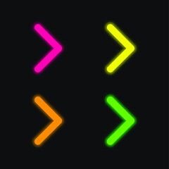 Arrow Point To Right four color glowing neon vector icon