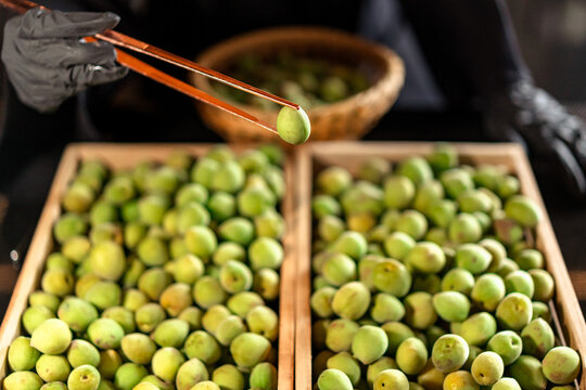 High Angle View Of Fresh Umeshu