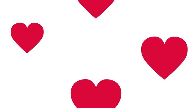 Hearts love pattern move up animation motion graphics background