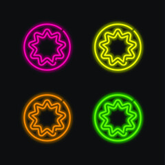 Bahaism four color glowing neon vector icon
