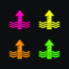 Arrow four color glowing neon vector icon