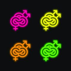 Bisexual four color glowing neon vector icon