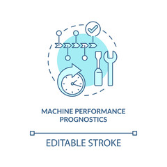 Machine performance prognostics concept icon. Digital twin tasks. Smart automation technologies abstract idea thin line illustration. Vector isolated outline color drawing. Editable stroke