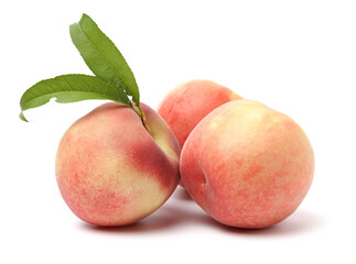 ripe peach on white background