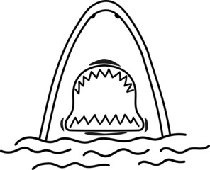 Drawing of a shark jumping out of the water. T-shirt print.