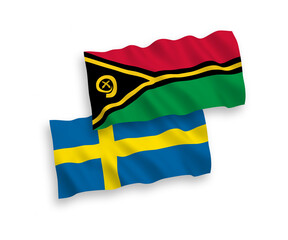 Flags of Sweden and Republic of Vanuatu on a white background