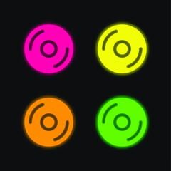 Big CD four color glowing neon vector icon