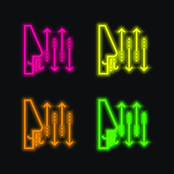 Breathing four color glowing neon vector icon