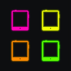Big Tablet four color glowing neon vector icon